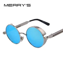 Готические мужские солнцезащитные очки в стиле стимпанк, зеркальные солнцезащитные очки с покрытием, круглые солнцезащитные очки в стиле ретро, Винтажные Солнцезащитные очки Gafas Masculino Sol S'567