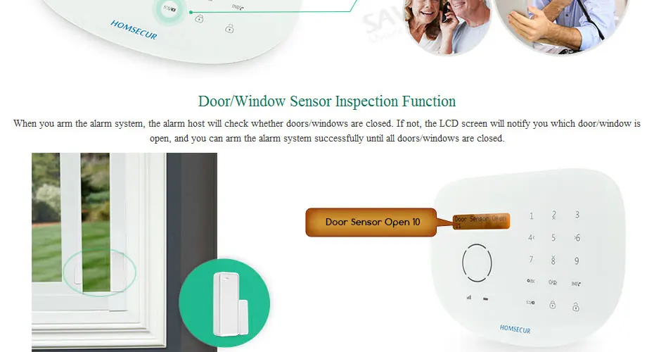 HOMSECUR ЖК-дисплей Беспроводной и Проводная GSM SMS Автодозвон сигнализации дома Системы с Температура Сенсор с ру доставка