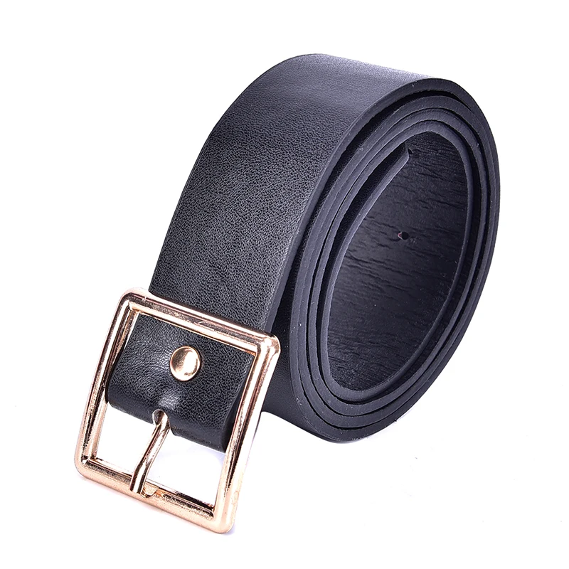SAFENH New Black Wide Leather Belt Waistband Female Vintage Square Pin Buckle Waist Belts For Women Dresses - Цвет: gold