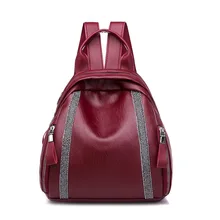 

Miyahouse Women Casual PU Leather Zipper Backpack Diamond Solid Color Lady Rucksack Travel High Quality Backpack For Female