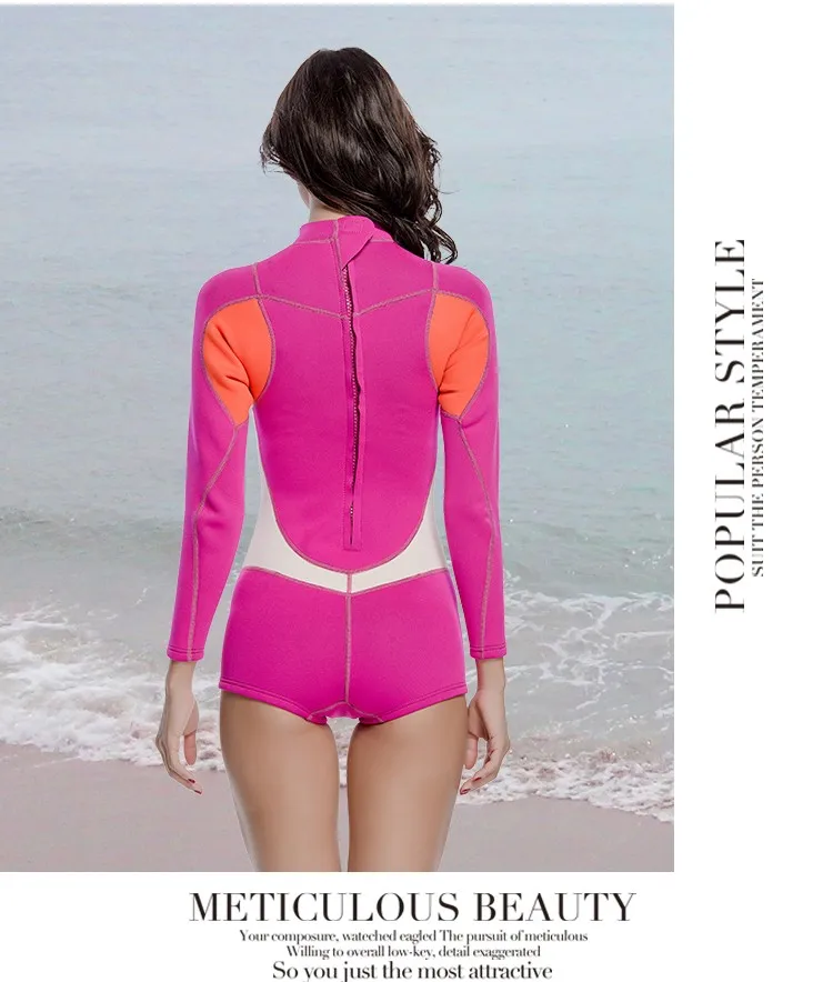 Профессиональный стиль неопреновые гидрокостюмы «Мокрого» Для женщин 2 мм гидрокостюмы для серфинга Одна деталь плавание костюм для дайвинга с длинным рукавом
