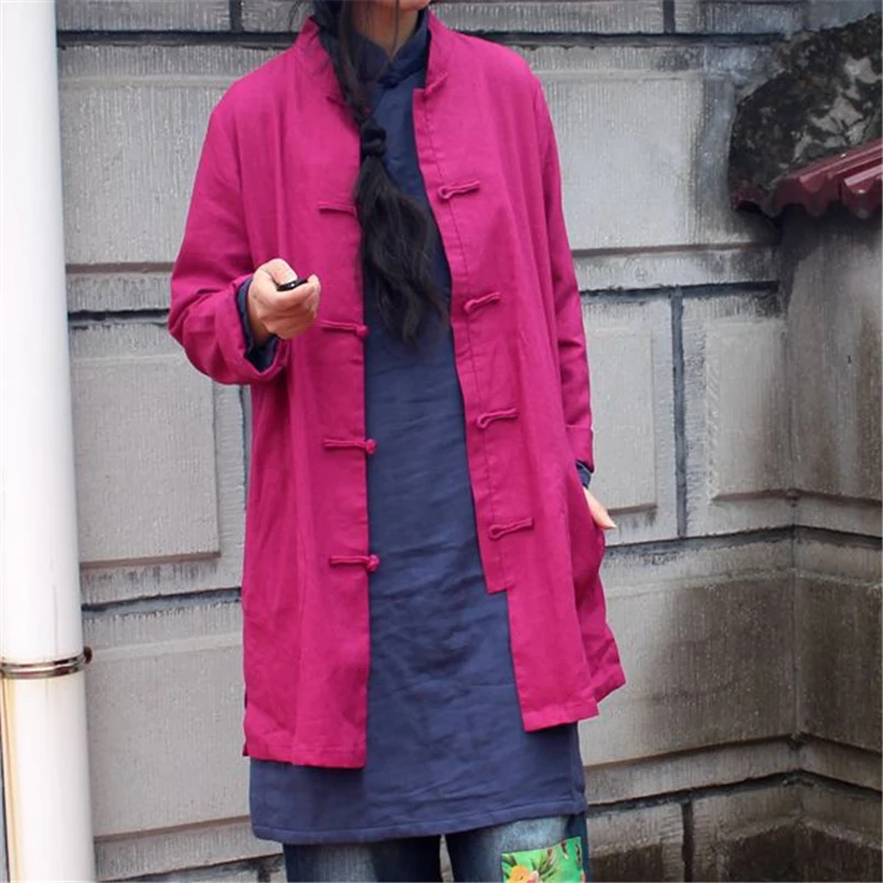 

Johnature Women Shirts Vintage Cotton Linen Blouses Loose Long Sleeve Women Clothes Stand Button 2019 New Tops Spring Shirt