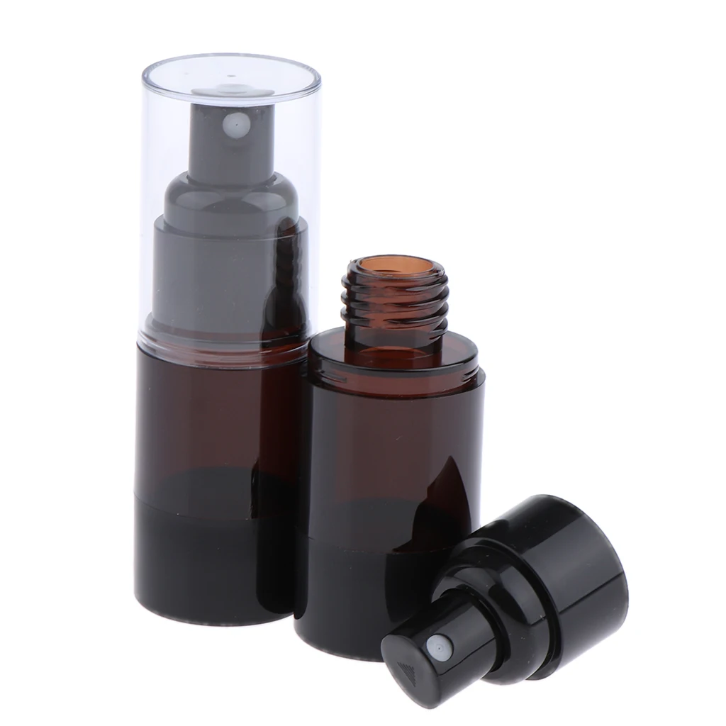 2 Pack Empty Brown Plastic Spray Bottles - 15ml Refillable Container for Essential Oil or Cosmetics