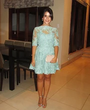 Frauen Kleid 2015 Kostenloser Versand Vestidos de Festa Curto Elegantes Kurzes Kleid Cocktailparty-kleider mit Halbarm