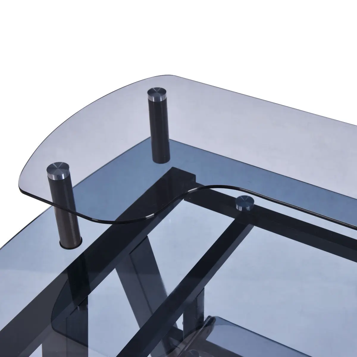 Us 89 99 Giantex Office Glass Top Computer Desk Modern Pc Laptop Table Home Workstation Metal Frame With Printer Shelf Furniture Hw54485 In