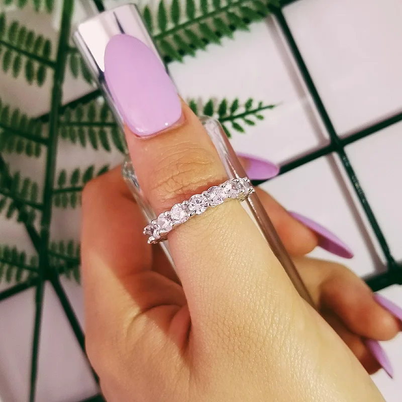Дизайн 925 Серебряное обручальное кольцо вечности для Для женщин однотонные обручальные кольца модные юбилейные украшения R4577S