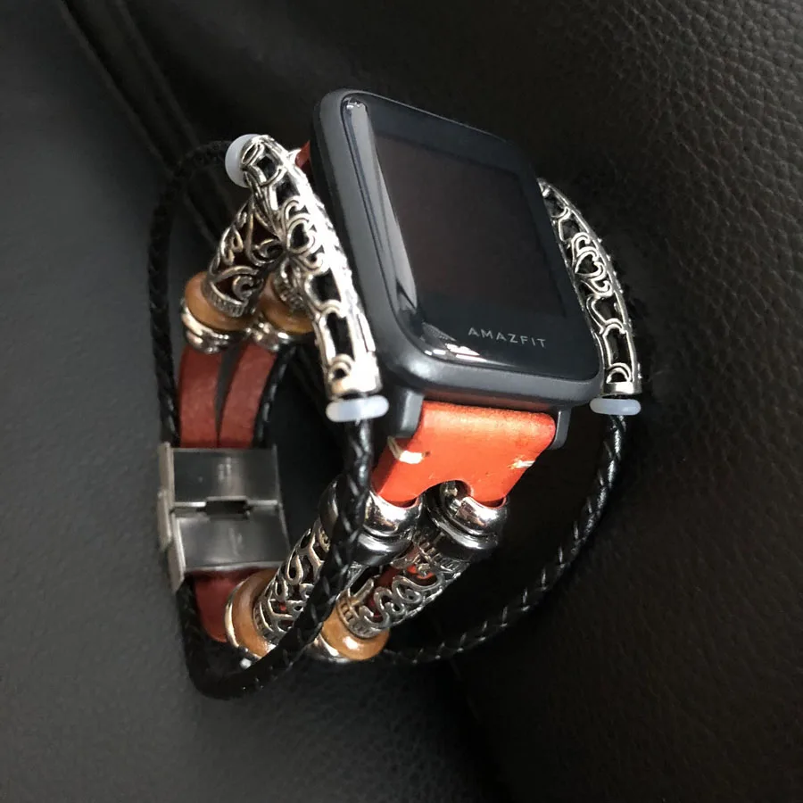 Ремешок для часов Huami Amazfit Bip из натуральной кожи, браслет для часов samsung Galaxy Watch 42 мм, ремешок для Garmin Vivoactive3