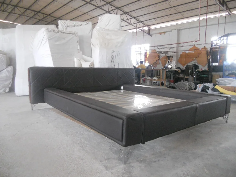 dark brown color real genuine leather bed / soft bed/double bed king size bedroom home furniture modern+ night stool dark brown color real genuine leather bed / soft bed/double bed king size bedroom home furniture modern+ night stool