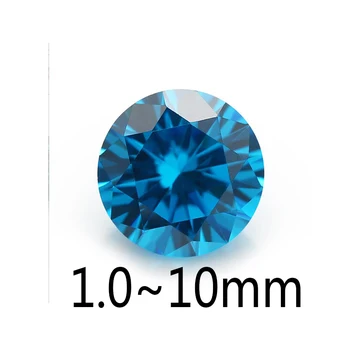 

100PCS 1.0~10mm Round Shape Loose CZ Stone Sea Blue Zirconia Synthetic Stone AAAAA Quality For Jewelry