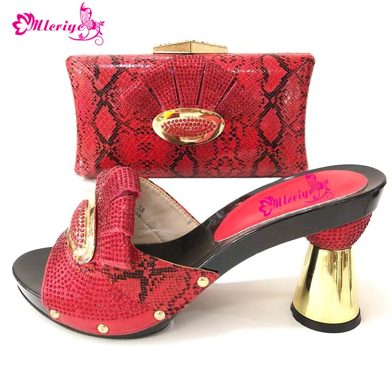 

red color high quality shoes and bag matching set free shiping italian design sandal shoes with matching evening bag