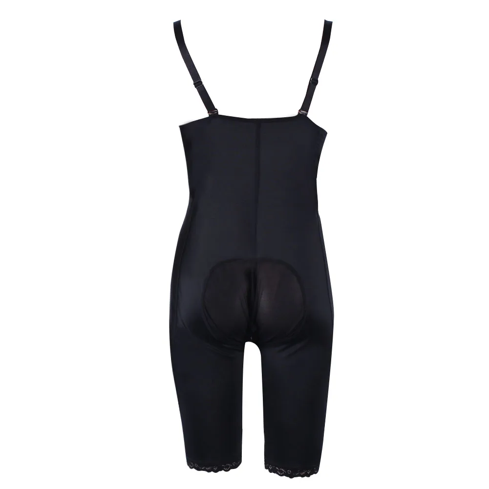 Women Latex Waist Trainer Bodysuit Slim Zipper Shapewear Open Bust Corset Lace Above The Knee Shapewear Corset