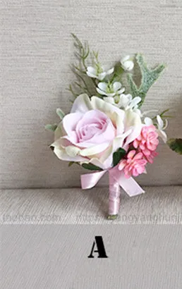 YO CHO розовый свадебный цветок DIY невесты корсаж на запястье цветок жениха бутоньерка браслет для невесты жениха Выпускной вечерние украшения - Цвет: TypeA  1 corsage