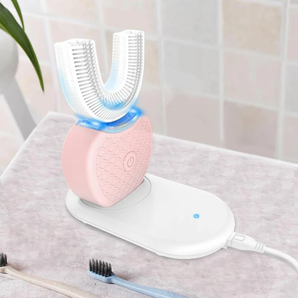 360 Degree Automatic Electric Toothbrush Rechargeable Sonic Dental Toothbrush USB Silicone Brush Heads Oral Care Smart U Type 360 Degree Automatic Electric Toothbrush Rechargeable Sonic Dental Toothbrush USB Silicone Brush Heads Oral Care Smart U Type