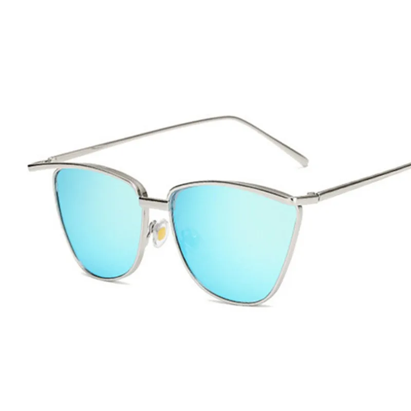 LeonLion, Новое поступление, Cateye, солнцезащитные очки, женские, металлические, Ретро стиль, роскошные очки, зеркальные, Ретро стиль, Oculos De Sol Feminino, UV400 - Цвет линз: SilverBlue