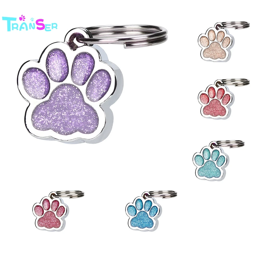 Transer персональный гравированный блестящим принтом Paw Dog Tag Cat Жетоны для питомцев Светоотражающие Прямая доставка Happy AP3M30 P35