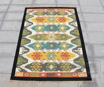 

Wool Kilim Heavyweight Runner Carpet For Home Decoration Geometric Carpet Bedroom Natural Sheep Wool