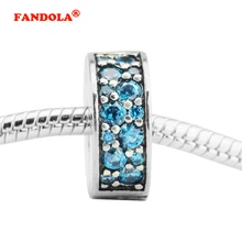 Подходит Pandora браслет Бирюзовый Блестящий Элегантный спейсер клип талисманы серебряные бусины 925 пробы для ювелирных изделий