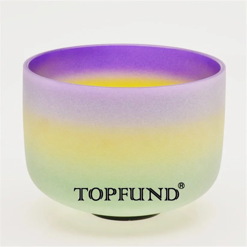 

TOPFUND Rainbow Color B Note Crown Chakra Frosted Quartz Crystal Singing Bowl 12