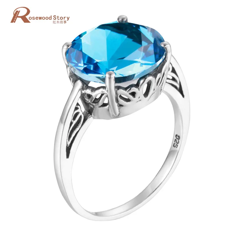 

NoEnName_Null Oval Topaz Solid 925 Sterling Silver Ring Vintage style November Birthstone Rings Luxury Women Party Fine jewelry