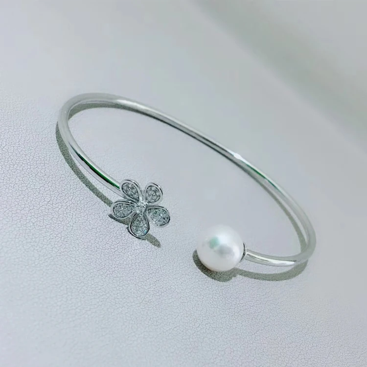 

925 Sterling Silver Pearl Bracelet Mountings Fashion ADJUSTABLE Bangle Findings Jewelry Parts Fittings Accessories