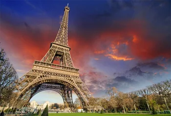 

Laeacco City Street Eiffel Tower Dusk Scenic Photography Backgrounds Customized Photographic Backdrops For Photo Studio