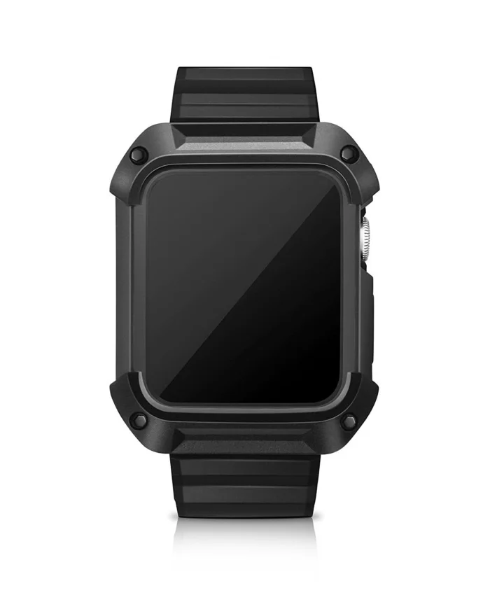 Прочная Броня чехол с Ремешок для Apple Watch Series 3/2/1 42 мм/38 мм (встроенный закаленное Стекло Экран протектор)