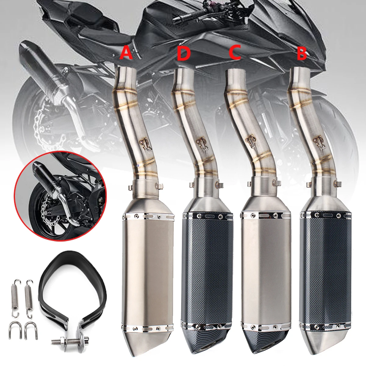 

Motorcycle Exhaust Muffler Slip On Middle Pipe For Honda CBR300R CB300F 51mm Mid Link Pipe Pluse Exhaust Pipe Stainless Steel