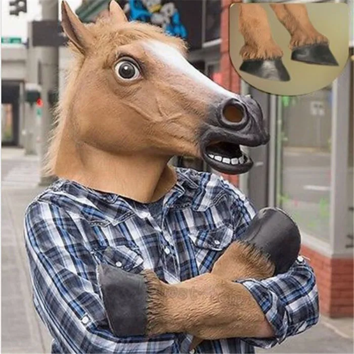 Free shipping hot sale Newest type Special horse head mask and a pair of legs horse mask one set
