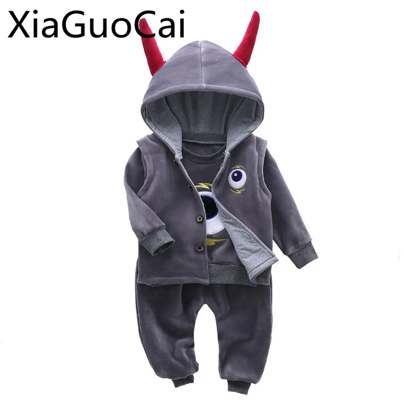 

Kids Clothes Winter Toddler Boys Clothing Set Suits Kids Tracksuit Velvet Three Piece Sportswear Children Clothing Set