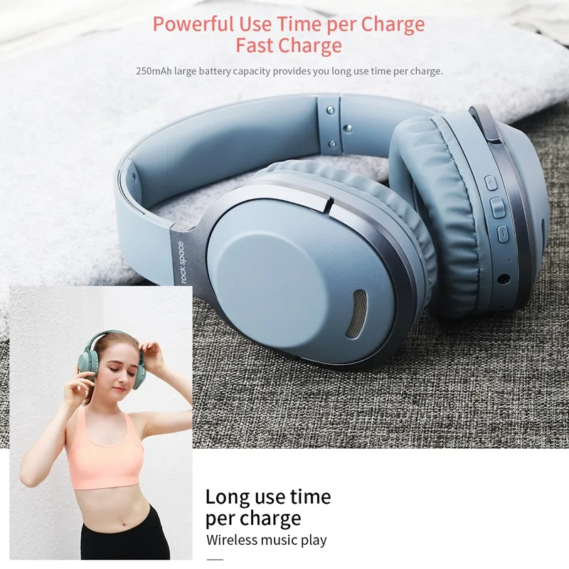 ROCK Wireless Headphones Bluetooth Headset Foldable Headphone Adjustable Earphones With Microphone