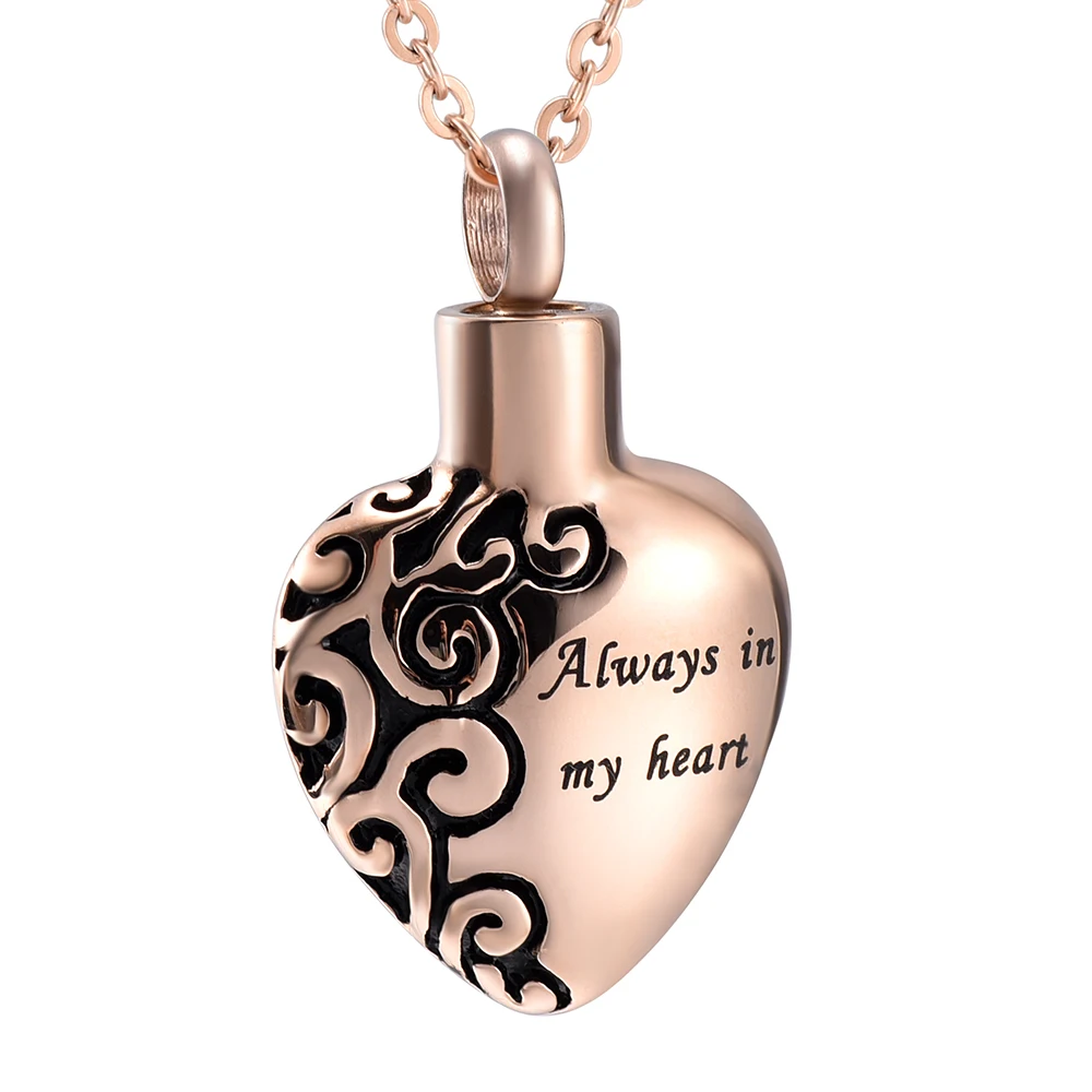 IJD9839 Always In My Heart Engrave Heart Funeral Cremation Pendant