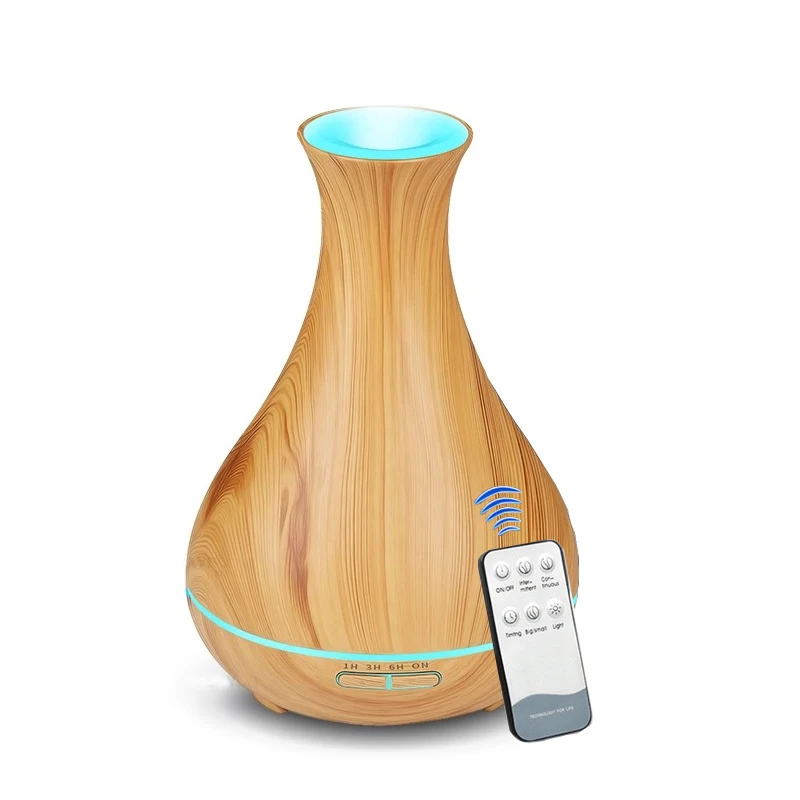 550ML Essential Oil Aroma Diffuser With Wood Grain Aromatherapy Diffuser 7 Color LED Lights For Home Ultrasonic Air Humidifier - Цвет: Light Wood Grain