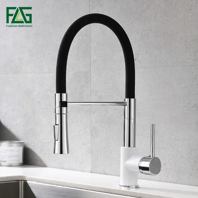 Special Price FLG Kitchen Mixer Chrome Sink Faucet Brass Torneira Tap Kitchen Faucets Hot Cold Deck Mounted Bath Mixer Tap 998-33WBC