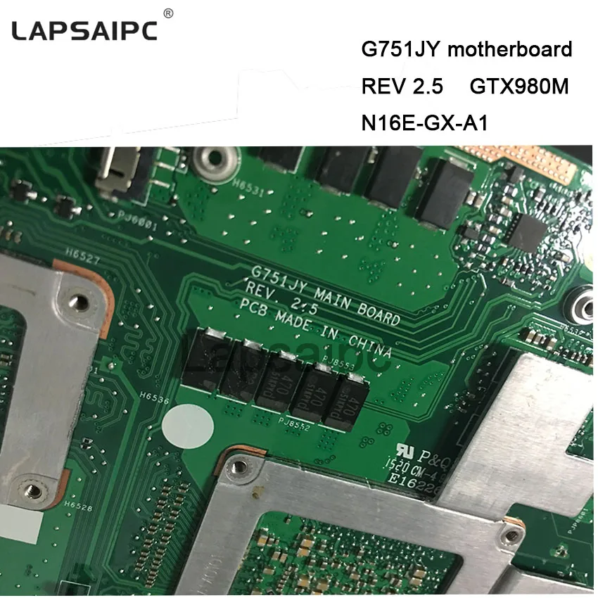 2pcs/lot G751JY GTX980M motherboard For ASUS mainboard REV 2.5 N16E-GX-A1 graphics card i7 cpu 60NB