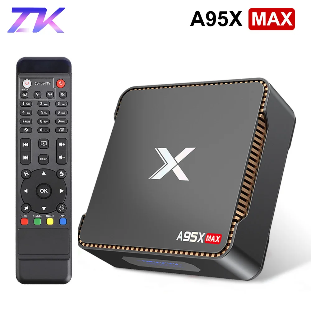 ريسيفر لتليفزيونات أندرويد الذكيّة A95X ماكس Amlogic S905X2 4 GB RAM 64 GB ROM فيديو تسجيل الروبوت 8.1 مجموعة كبار مربع 2.4G و 5 GHz المزدوج Wifi BT4.2