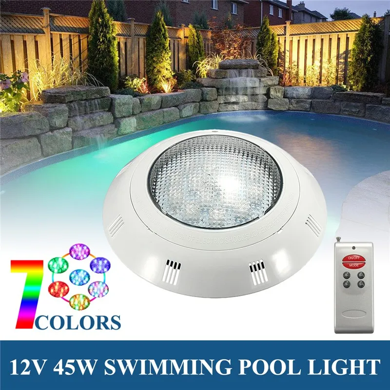 

12V 45W RGB LED Swimming Pool Light Wall Mounted Underwater With Remote Controller IP68 Waterproof Outdoor Lamp Pond Light
