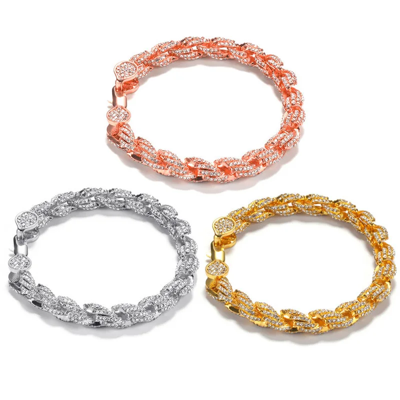 

Iced Out Rope Chains Bracelets 3 Colors Fashion Rhinestone Chain Hip Hop Hipster Jewelry For Men Women Gifts