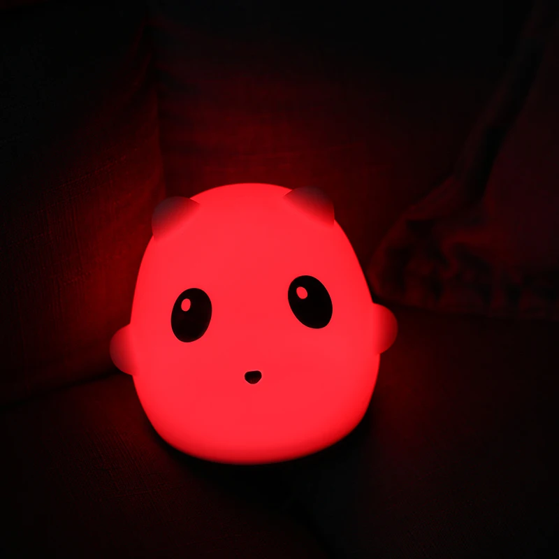 Панда светодиодный ночник животных Мягкая силиконовая красочная настольная лампа USB Перезаряжаемые ночные огни тумбы настольные лампы
