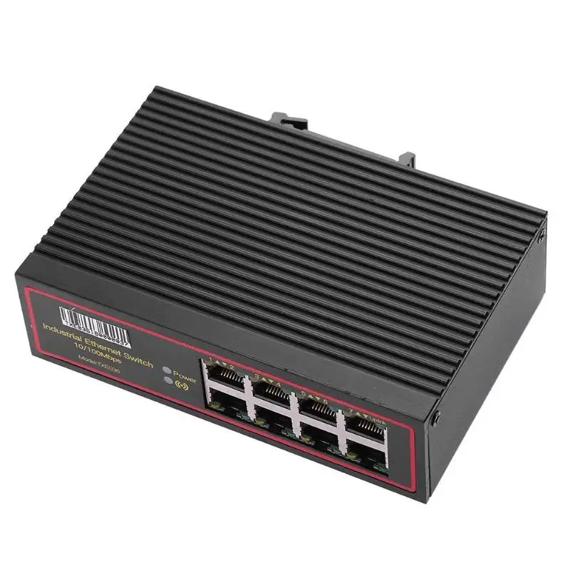 

8 Ports Industrial Ethernet Switch 10/100Mbps Signal Strengthen DIN Rail Type Network Switcher