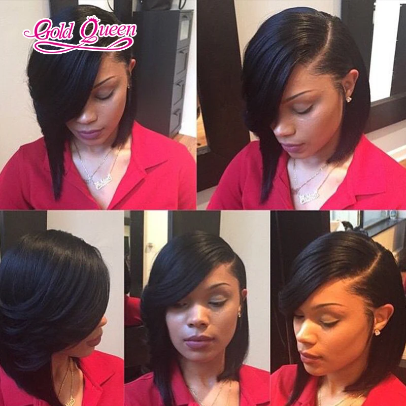 New!side bang lace front wig short bob wigs for black women human hair