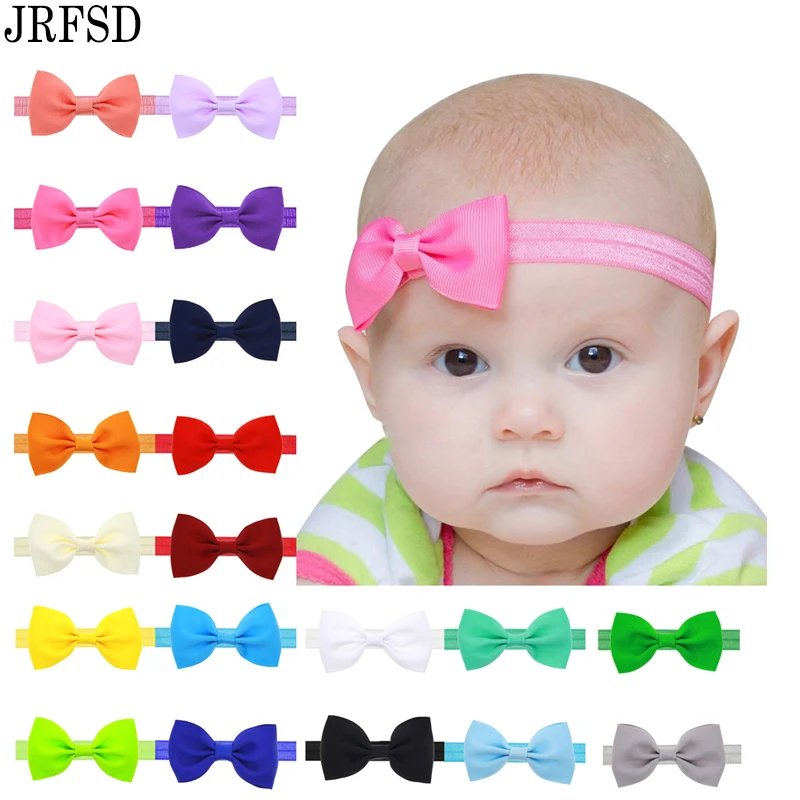 

20pcs/Lot Baby Girls Colorful Mini Bow Headband Elastic Flower Headband Solid Color Baby Kids Hair Accessories HDJ-03