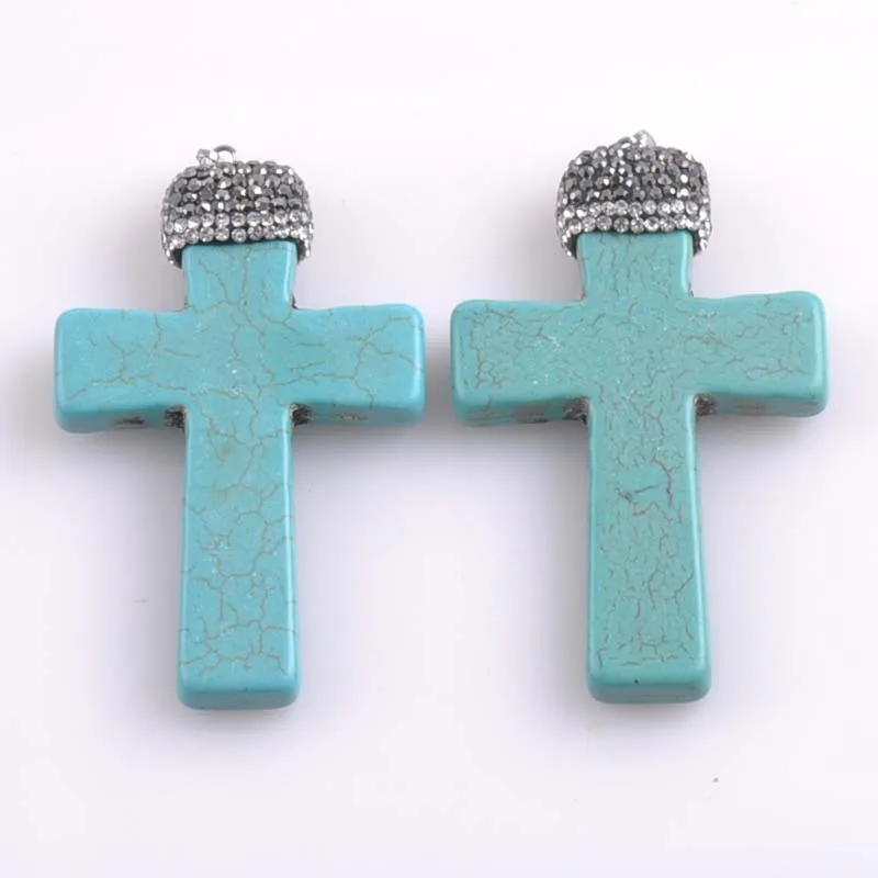 Kallaite Natural stone Pendants charms Cross for jewelry making 1pcs