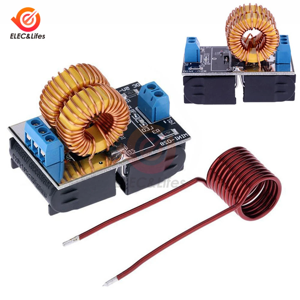 

Low Voltage DC 5-12V 120W Mini ZVS Induction Heating Board Power Supply Module Flyback Driver Heater DIY Cooker+ Ignition Coil