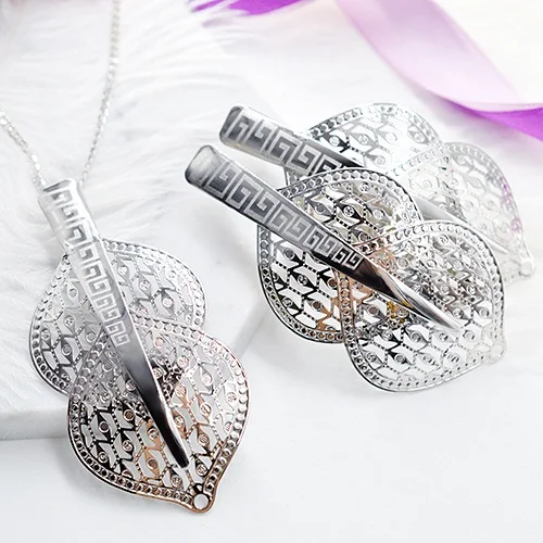 ZEA Уважаемый ювелирные изделия Большой набор украшений для женщин серьги подвеска ожерелье Дубай модные пряжки для вечерние Обручение подарок - Окраска металла: Earrings Necklace S
