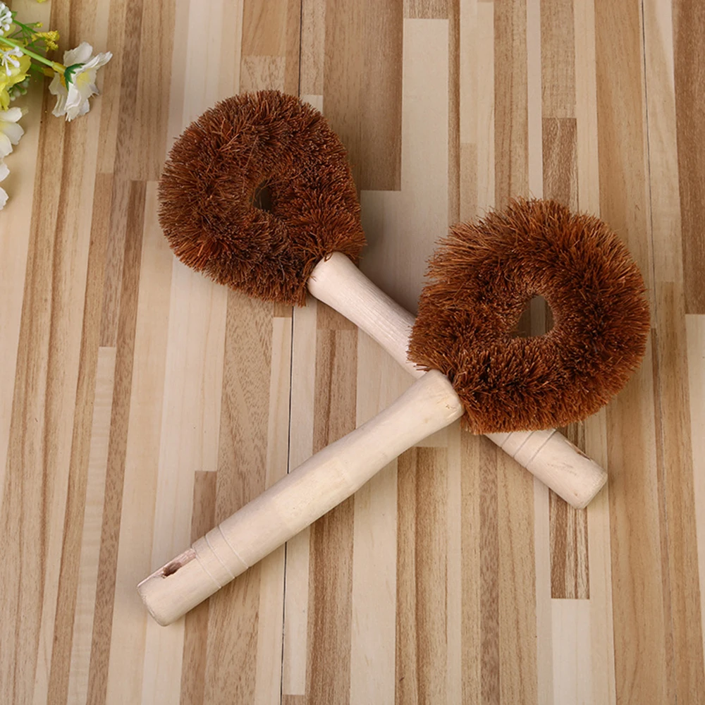 Натуральное кокосовое коричневое антипригарное масло с длинной ручкой щетка для чистки масла щетка для мытья посуды кухонный продукт может висеть типа щетка