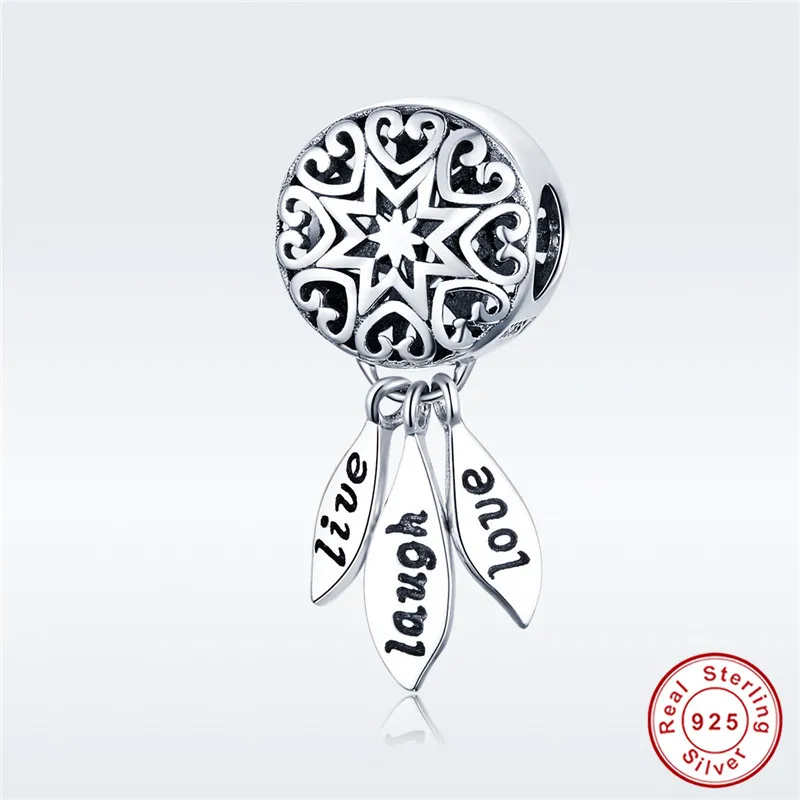 

fit Pandora Bracelet Hollow Heart Letters Charms 925 Sterling Silver Live&Love Flag Bead for Pendant Necklace Women Fashion Gift