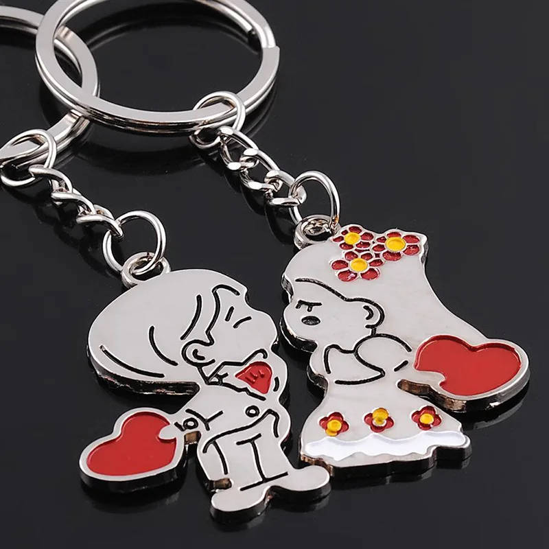 1 Pair Love Heart Keychain Keychain Alloy Keyring Keychain Lover New Creative Souvenir Key