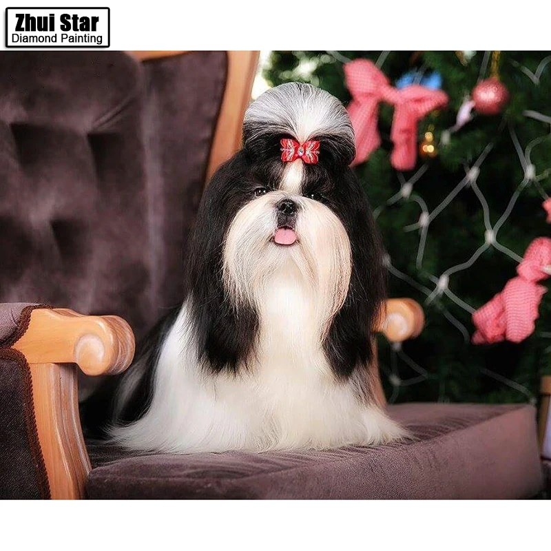 

5D DIY Diamond Embroidered Acupuncture Cross Stitch "Long hair dog" Diamond Art Wall Photo Christmas Decorative Gift