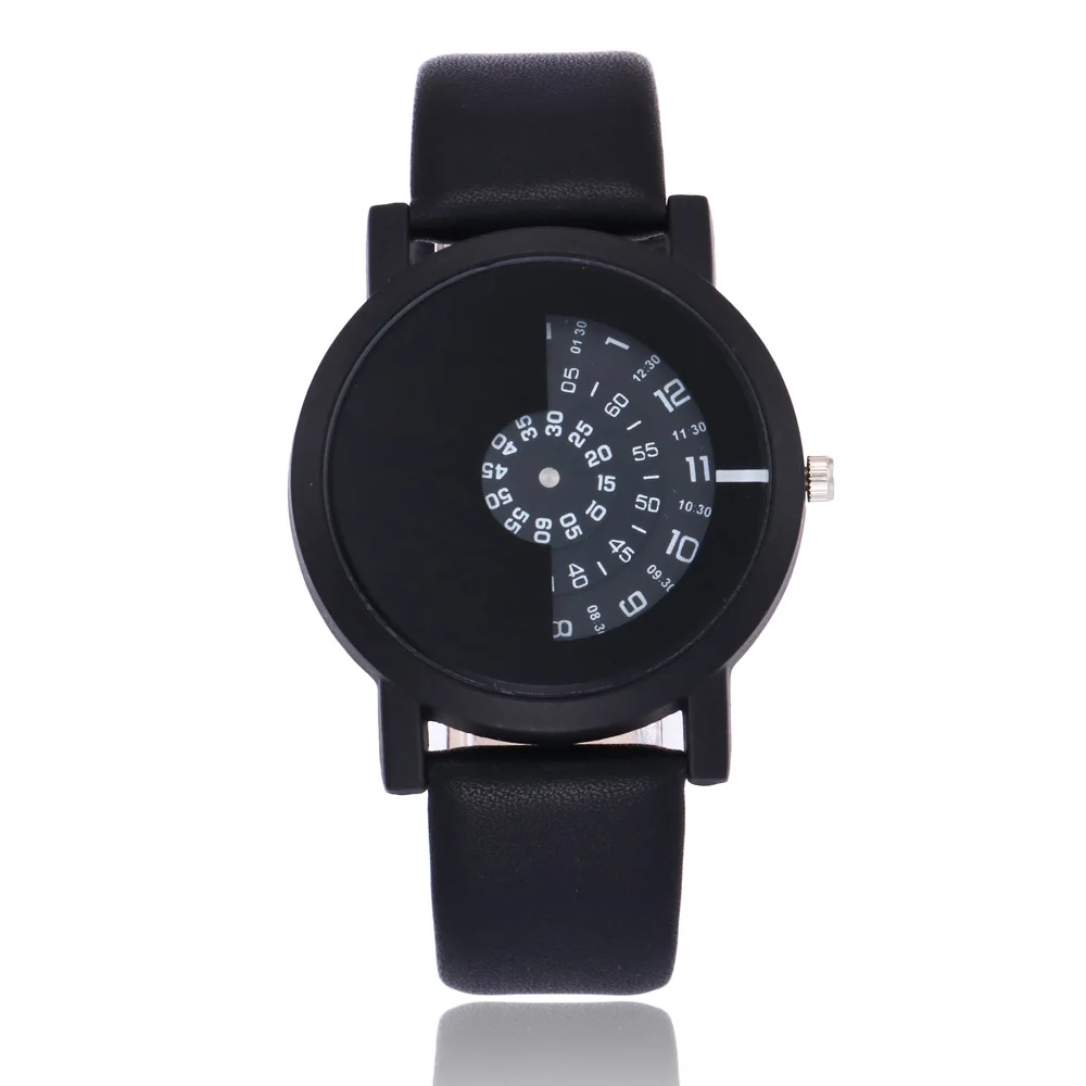 

Creative turntable Ladies Casual Watch Fashion Women Dress Watch Lovers' Leather Quartz Wristwatch Cute Men clock hours relojes