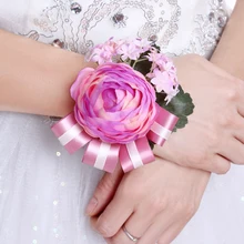 Свадебные наручные Цветы фиолетовая Роза Свадебная вечеринка ручной Декоративные Искусственные Пены букет цветочный с лентой